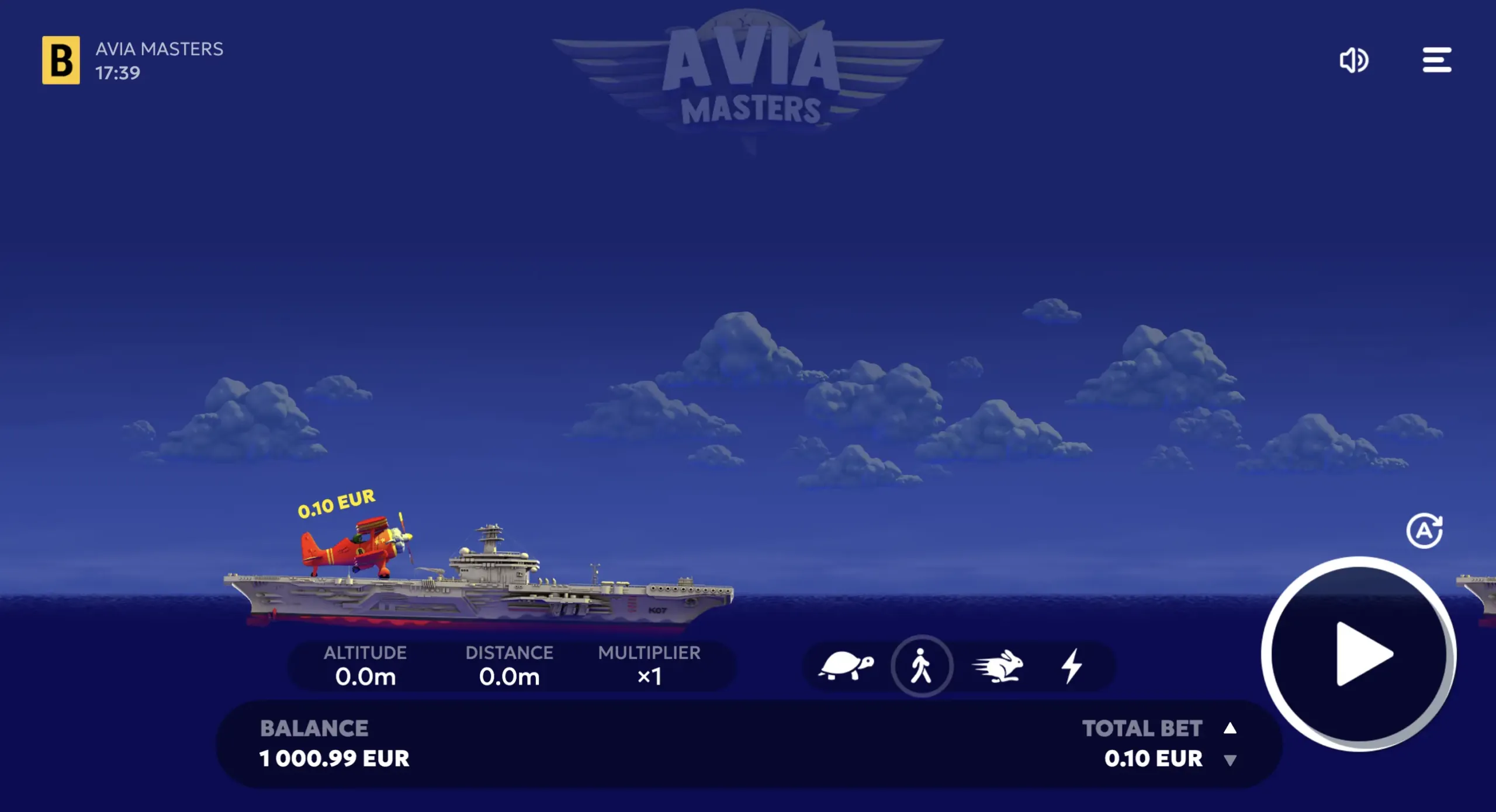 Aviamasters plane on the carrier before takeoff — BGaming screenshot